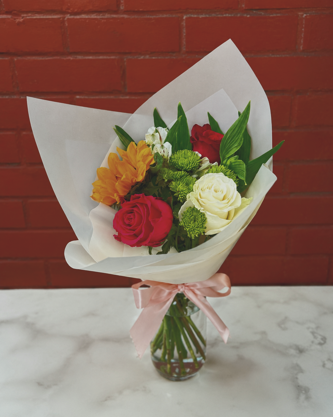Ramo Bell, ramo sencillo de flores rosadas